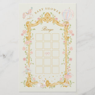 Flyer Bingo de Chá de Bebê Carrossel de Fadas Princesas