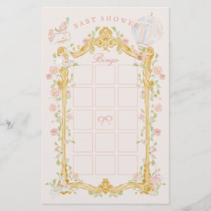 Flyer Bingo de chá de bebê carrossel de princesa de cont