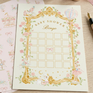 Flyer Bingo de Chá de Bebê Conto de Fadas Princesa Verde