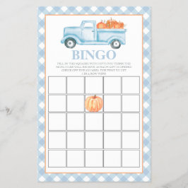 Flyer Bingo de Chá de Bebê de caminhão azul abóbora