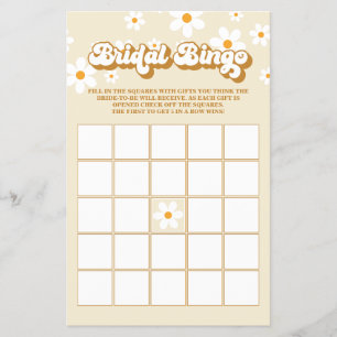 Flyer Bingo de Chá de Noiva Retro Daisy