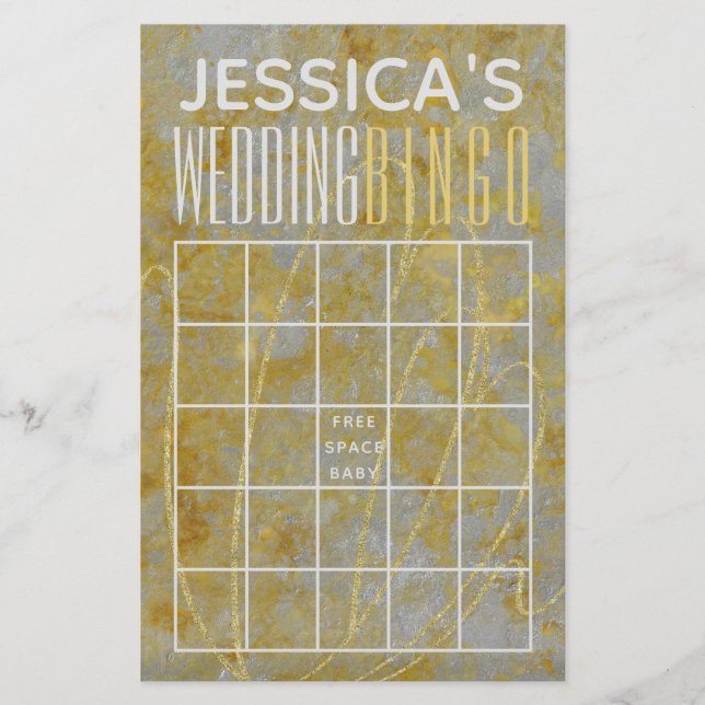 Flyer BINGO de Chuva de Presentes de Casamento Reverso P (Frente)