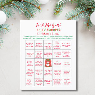 Flyer BINGO Suéter Feio Engraçado Rena Natal 