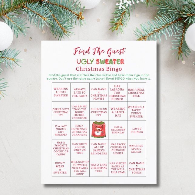 Flyer BINGO Suéter Feio Engraçado Rena Natal  (Criador carregado)
