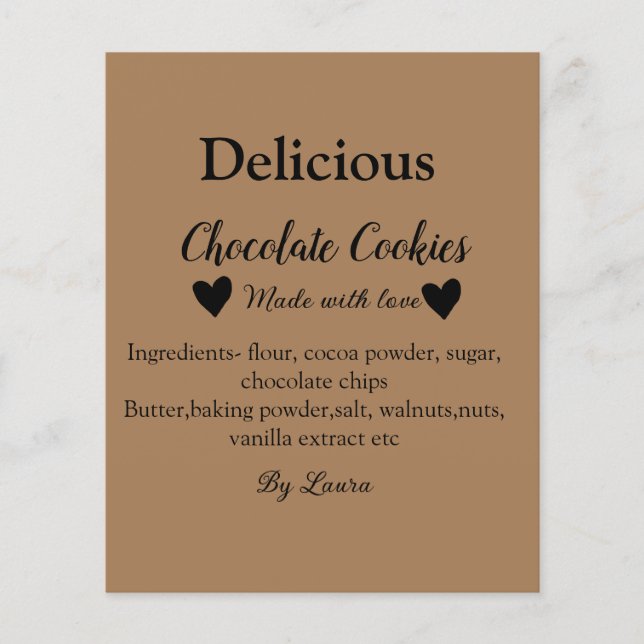 Flyer Biscoitos de chocolate feitos em casa com amor adi (Frente)