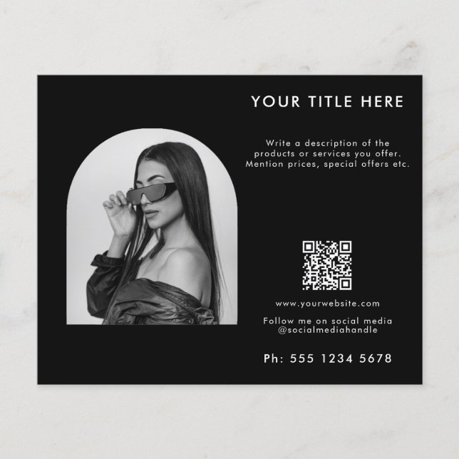 Flyer Black Business Beauty Hair Nail Makeup Salon Foto (Frente)