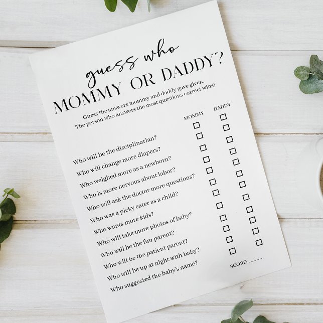 Flyer Black Modern Simple Baby Shower Mom Dad Game (Criador carregado)
