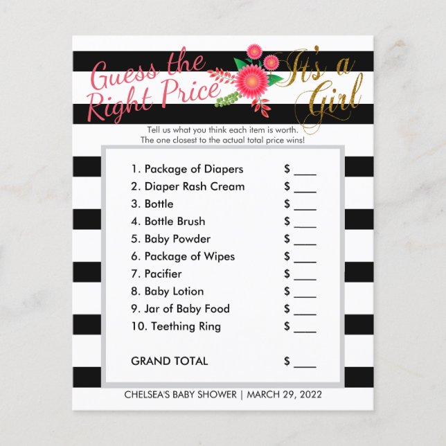 Flyer Black & White Stripe - Menina - Preço Certo (Frente)