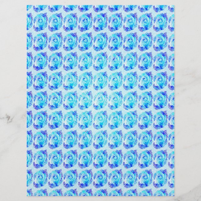 Flyer Blue Abstract Roses Bulk Scrapbook Paper Pages (Frente)