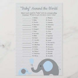 Flyer Blue Elephant Baby em torno da tradução mundial