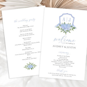 Flyer Blue Hydrangea Watercolor Crest Paper