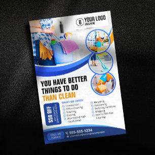 Flyer Blue Orange House Clearing Janitorial Maid Service