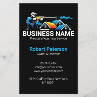 Flyer Blue Orange Pressure Washing House Logo