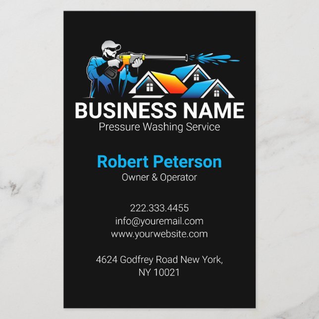 Flyer Blue Orange Pressure Washing House Logo (Frente)