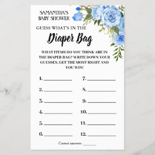 Flyer Blue What is in the fralda bag chá game card