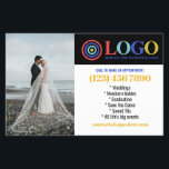 Flyer Blue Yellow Logo Photos Promo Small Business<br><div class="desc">Blue, yellow, and white marketing flyers for your small business personalized with your logo, photos, QR code, and custom text. Personalized promo flyers for your small business, perhaps photography, landscaping, beauty, wellness, and more. Add photos, address, social media, phone number and any information your future clients and customers might need....</div>