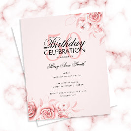 Flyer Blush de Rosa de Festa de aniversário de Dourada F