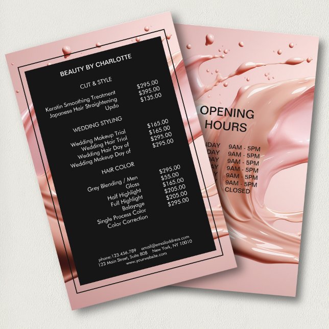 Flyer Blush Pink Beauty Salon Price List (Blush Pink Beauty Salon Price List Flyer)