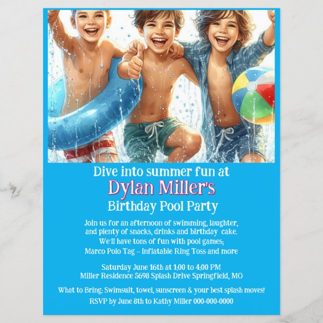 Flyer Boas Piscinas de aniversário (Frente)