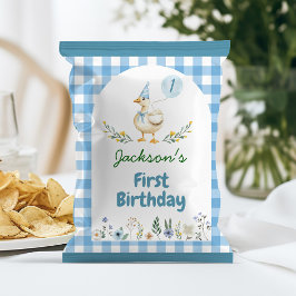 Flyer Bobo Ganso Azul Balão de Aniversário Chip Bag Wrap