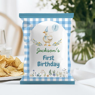 Flyer Bobo Ganso Azul Balão de Aniversário Chip Bag Wrap