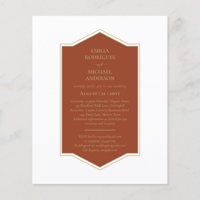 Flyer Boda de Orçamento Bilíngue Espanhol Casamento (Frente)