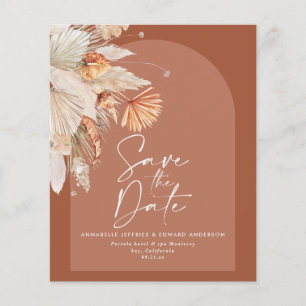 Flyer boêmia do orçamento, terracotta pampas, casamento