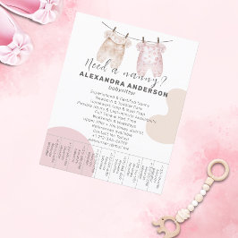 Flyer Boho Babysitter Watercolor Service Tear Off