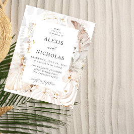 Flyer Boho Beach Tropical Beige Floral Casamento