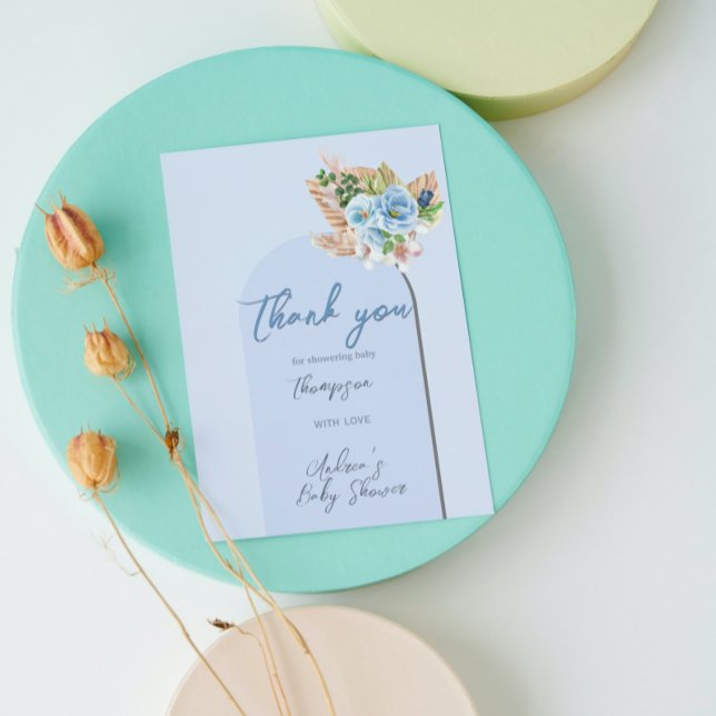 Flyer Boho Blue Frame Pampass Grass Chá de fraldas (Criador carregado)