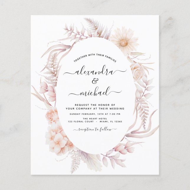 Flyer Boho Chic Dusty Pink Desert Wedes (Frente)