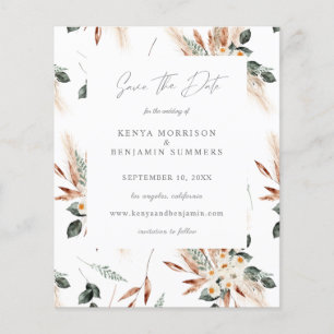 Flyer Boho de Orçamento Cobre e Beige Floral Salvar a D