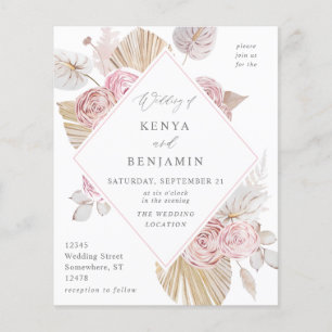 Flyer Boho Floral Boho Rosa De Orçamento