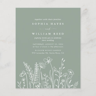 Flyer Boho Floral Sage Verde Casamento de Flor Selvagem