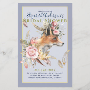 Flyer Boho FOX Chá de panela Woodland Feenas Floral