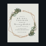 Flyer Boho Geométrico Dourado Chá de panela do Orçamento<br><div class="desc">Folheto de chá de panela do orçamento moderno com seus detalhes de evento dentro de um quadro geométrico dourado cercado por verde e flores brancas. Um design botânico perfeito para uma celebração boêmica no verão. Esses convites de chá de panela baratos são impressos em folhas de papel para uma opção...</div>