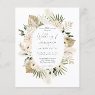 Flyer Boho Pampas Grass & Beige Floral Weding