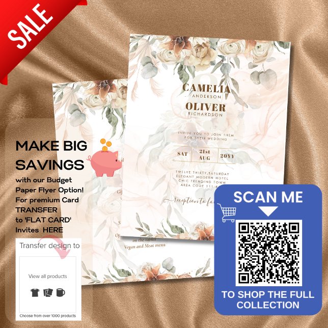 Flyer Boho Pampas Grass Invitation Menos De $1 (Criador carregado)