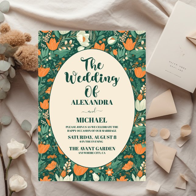 Flyer Boho Retro Floral Casamento (Criador carregado)
