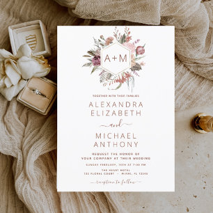 Flyer Boho Terracotta Monograma Casamento