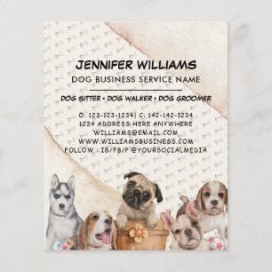 Flyer Boho Watercolor Dog Walker Pet Sitting Business