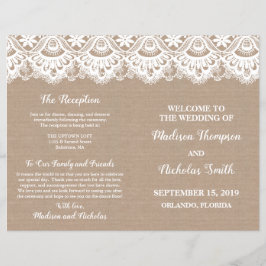 Flyer Boletins do programa Burlap e Lace Weds, Rustic