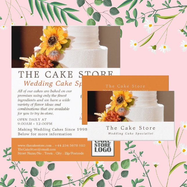 Flyer Bolo De Casamento Floral, Advertimento De Cakery/L (Criador carregado)
