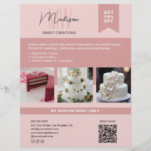 Flyer Bolo de padaria Monograma personalizado Logotipo r