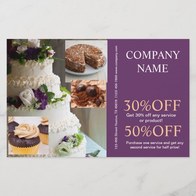 Flyer Bolo de sobremesa moderno cupcake padeiro padaria (Frente)