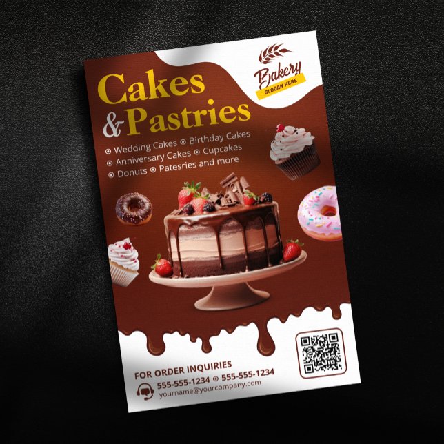 Flyer Bolos de Casamento de Aniversário e de Aniversário (Criador carregado)