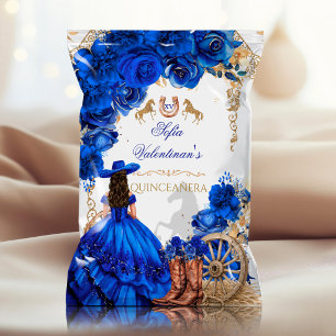 Flyer Bolsa de Batata Fina Luxuosa Azul Real Quinceañera