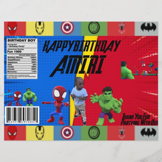 FLYER BOLSAS DE CHIPS COM TEMA DE SUPER-HERÓI (Frente)