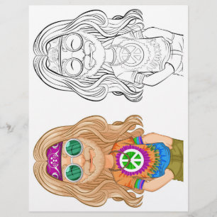 Flyer Boneco de desenho animado na página de coloração d