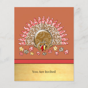 Flyer Bonita Cartoon Ação de Graças Turquia